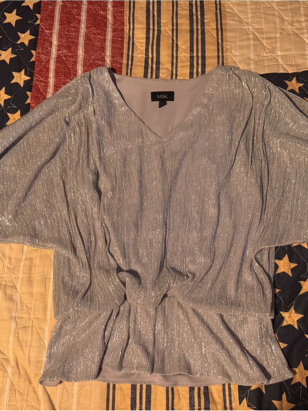 MSK Silver Shimmer V-Neck Blouson Camisole